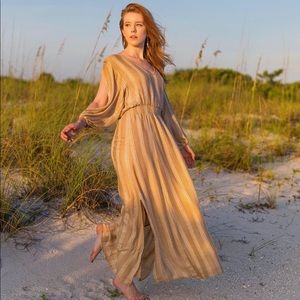 Sundress Tan/Gold Knit Maxi Laura Dress